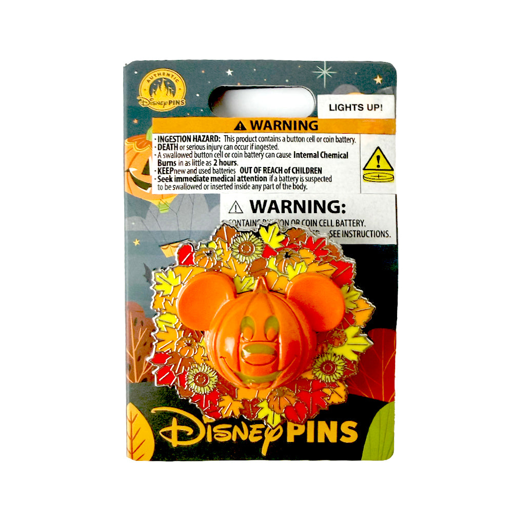 Mickey Mouse Light-Up Pumpkin Wreath Halloween Pin – Disney Parks